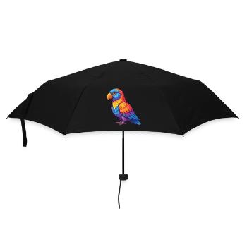 Dusky Lory Bunte Kawaii Cartoon Figur Vogel - Regenschirm (klein) - Schwarz - Vorne