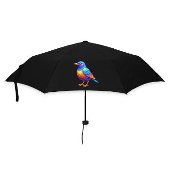 Étourneau coloré Kawaii Dessin animé Personnage Oiseau - Parapluie standard - noir - Devant