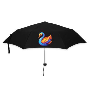 cygne coloré kawaii personnage de dessin animé oiseau - Parapluie standard - noir - Devant
