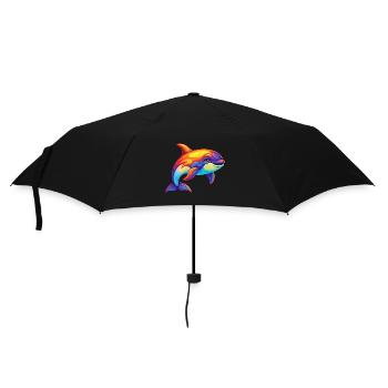 Orca Buntes Kawaii Cartoon Meerestier - Regenschirm (klein) - Schwarz - Vorne
