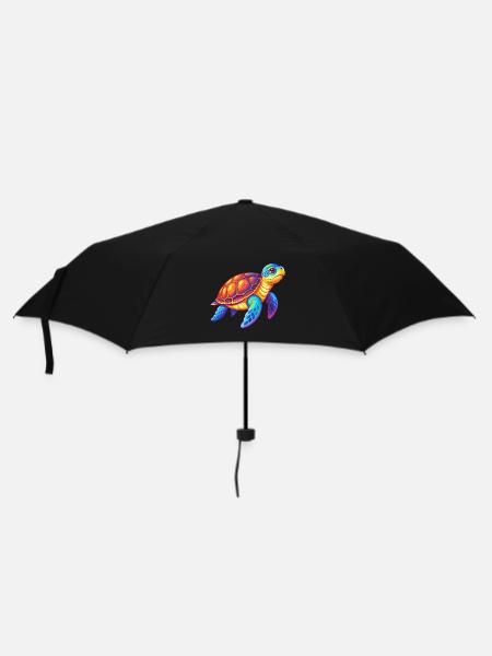 Tortue imbriquée Coloré Kawaii Dessin animé Clipart - Parapluie standard - noir