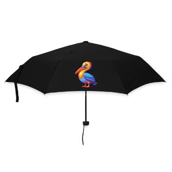 Pelican Colorful Kawaii Cartoon Character Bird - Umbrella (small) - black - Front