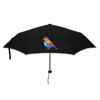 Moineau coloré Kawaii personnage de dessin animé oiseau - Parapluie standard - noir - Devant