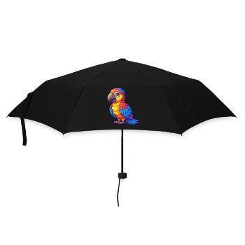 Perroquet coloré Kawaii personnage de dessin animé oiseau - Parapluie standard - noir - Devant