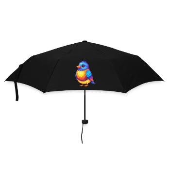 Fink, bunter Kawaii, Zeichentrickfigur, Vogel - Regenschirm (klein) - Schwarz - Vorne