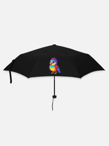 Kuckuck Bunt Kawaii Cartoon Figur Vogel - Regenschirm (klein) - Schwarz