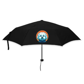 Bichon frisé chien mignon Kawaii dessin animé Animal Logo - Parapluie standard - noir - Devant