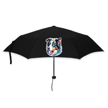 Border Collie Watercolors - Umbrella (small) - black - Front