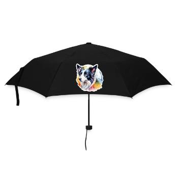 Border Collie Watercolors - Umbrella (small) - black - Front