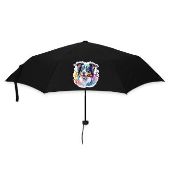 Border Collie Watercolors - Umbrella (small) - black - Front