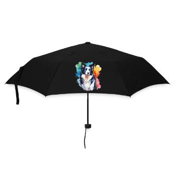 Border Collie Watercolors - Umbrella (small) - black - Front