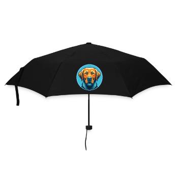 Labrador Retriever Hund Kawaii Cartoon Haustier Logo - Regenschirm (klein) - Schwarz - Vorne