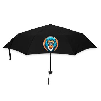 Mandrill Niedliches Kawaii Cartoon Tier Haustier Logo - Regenschirm (klein) - Schwarz - Vorne