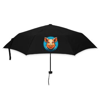 Schwein Niedlich Kawaii Cartoon Clipart Tier Haustier Logo - Regenschirm (klein) - Schwarz - Vorne