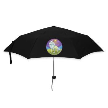 Arctic Wolf Cute Kawaii Cartoon Clipart Animal Pet - Umbrella (small) - black - Front