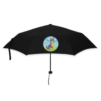 Australischer Kelpie Hund Niedliches Kawaii Cartoon Tier - Regenschirm (klein) - Schwarz - Vorne