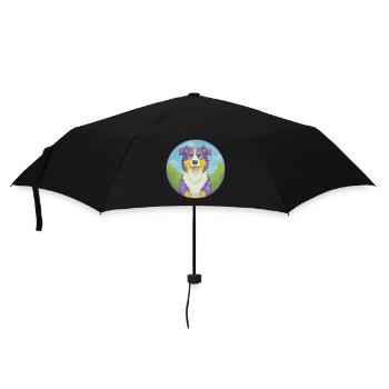 Australian Shepherd Dog Cute Kawaii Cartoon Animal - Umbrella (small) - black - Front