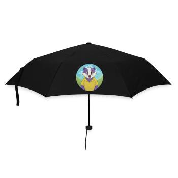 blaireau mignon kawaii dessin animé clipart animal de compagnie - Parapluie standard - noir - Devant
