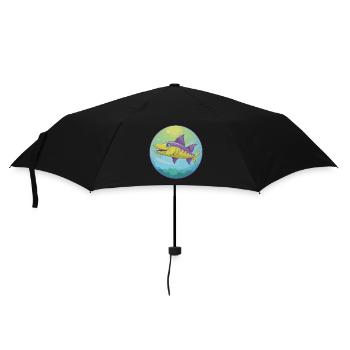 Barracuda mignon Kawaii dessin animé Clipart Animal de compagnie - Parapluie standard - noir - Devant