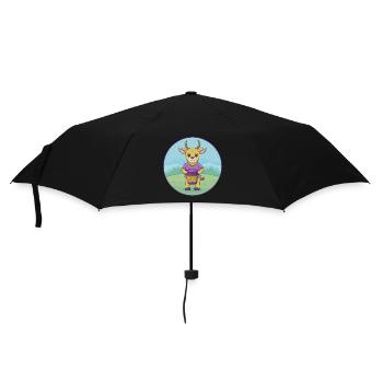 Bongo Niedliche Kawaii Cartoon Clipart Tier Haustier - Regenschirm (klein) - Schwarz - Vorne