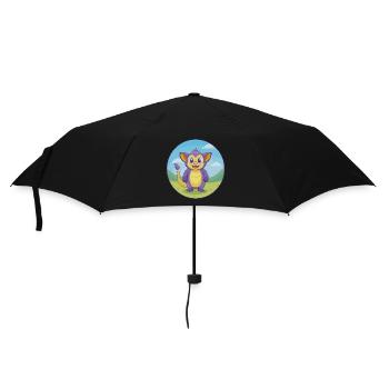 Aye Aye Niedliche Kawaii Cartoon Clipart Tier Haustier - Regenschirm (klein) - Schwarz - Vorne