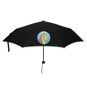 Einhorn Niedlich Kawaii Cartoon Clipart Tier Haustier - Regenschirm (klein) - Schwarz - Vorne