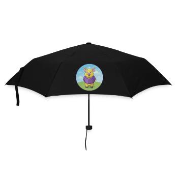 Schwein Niedlich Kawaii Cartoon Clipart Tier Haustier - Regenschirm (klein) - Schwarz - Vorne