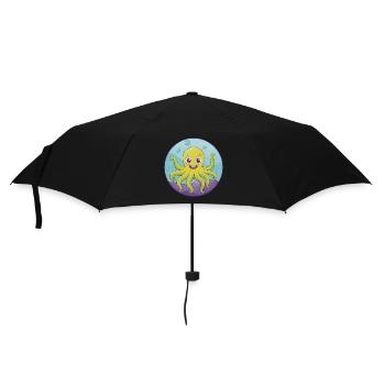 Oktopus Niedlich Kawaii Cartoon Clipart Tier Haustier - Regenschirm (klein) - Schwarz - Vorne