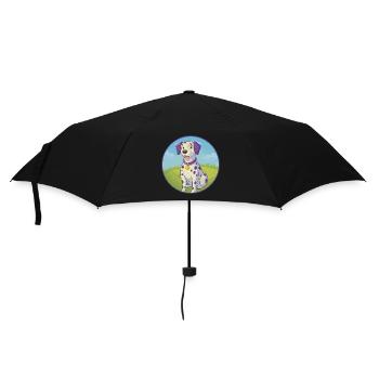 Dalmatiner Hund Niedlich Kawaii Cartoon Clipart Tier - Regenschirm (klein) - Schwarz - Vorne