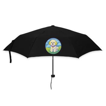 Bichon frisé chien mignon drôle Kawaii dessin animé Animal - Parapluie standard - noir - Devant