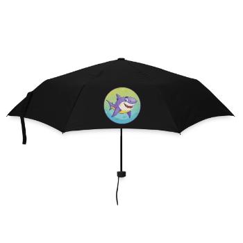 requin mignon kawaii dessin animé clipart animal de compagnie - Parapluie standard - noir - Devant