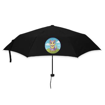 Katze Niedlich Kawaii Cartoon Clipart Tier Haustier - Regenschirm (klein) - Schwarz - Vorne