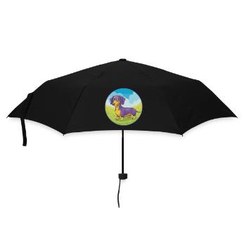 Dachshund Dog Cute Kawaii Cartoon Clipart Animal - Umbrella (small) - black - Front