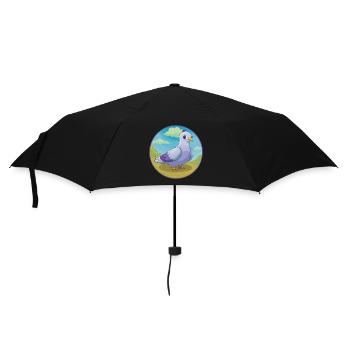 Taube Niedliche Kawaii Cartoon Clipart Tier Haustier - Regenschirm (klein) - Schwarz - Vorne