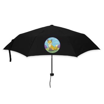 Fuchs Niedlich Kawaii Cartoon Clipart Tier Haustier - Regenschirm (klein) - Schwarz - Vorne