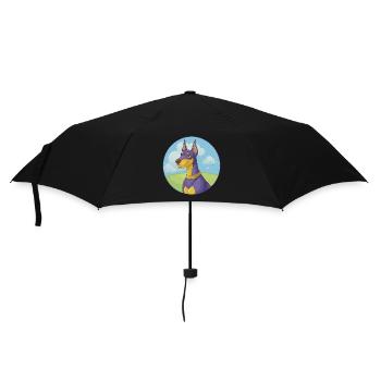 German Pinscher Dog Cute Kawaii Cartoon Animal Pet - Umbrella (small) - black - Front