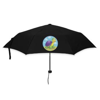 Schildkröte Niedlich Kawaii Cartoon Clipart Tier Haustier - Regenschirm (klein) - Schwarz - Vorne