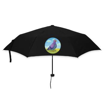 Taube Niedliche Kawaii Cartoon Clipart Tier Haustier - Regenschirm (klein) - Schwarz - Vorne