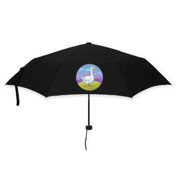 Oie mignon Kawaii dessin animé Clipart Animal de compagnie - Parapluie standard - noir - Devant