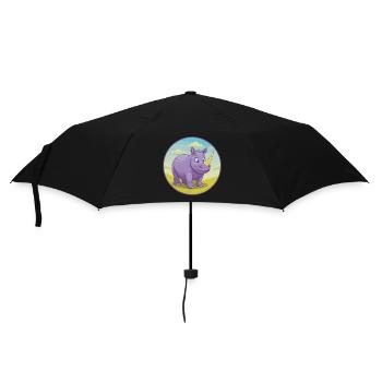 Rhino Cute Kawaii Cartoon Clipart Animal Pet - Umbrella (small) - black - Front