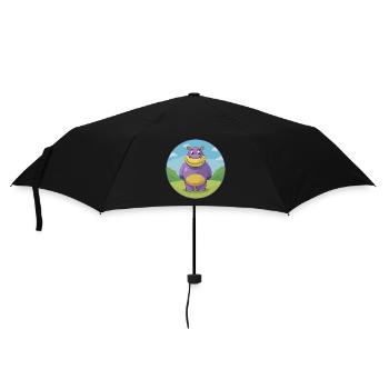 Nilpferd Niedliche Kawaii Cartoon Clipart Tier Haustier - Regenschirm (klein) - Schwarz - Vorne