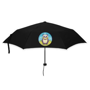 Panda Niedlich Kawaii Cartoon Clipart Tier Haustier - Regenschirm (klein) - Schwarz - Vorne