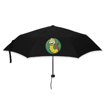 Ver de terre mignon Kawaii dessin animé Clipart Animal de compagnie - Parapluie standard - noir - Devant