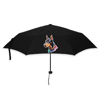 Dobermann Wasserfarben - Regenschirm (klein) - Schwarz - Vorne