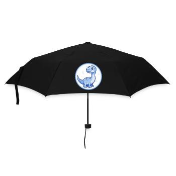 Dinosaurier Blau Kawaii Cartoon Figur Clipart Haustier - Regenschirm (klein) - Schwarz - Vorne