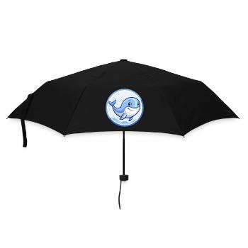 Blue whale Blue Kawaii Cartoon Character Clipart - Umbrella (small) - black - Front