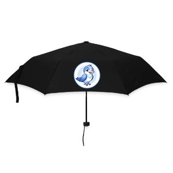 Coucou Oiseau Bleu Kawaii Dessin Animé Personnage Clipart - Parapluie standard - noir - Devant