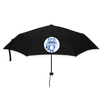 Raccoon Blue Kawaii Cartoon Character Clipart Pet - Umbrella (small) - black - Front