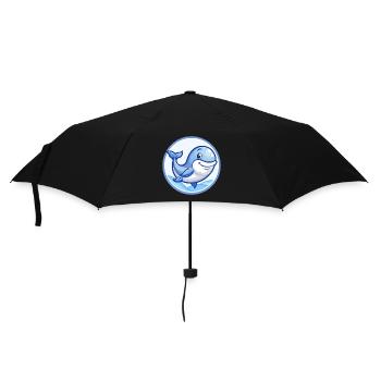 Whale Blue Kawaii Cartoon Character Clipart Pet - Umbrella (small) - black - Front