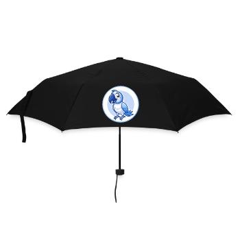 Parrot Blue Kawaii Cartoon Character Clipart Pet - Umbrella (small) - black - Front